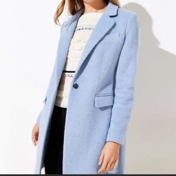 Periwinkle blue wool coat hotsell